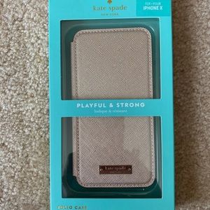 NWT Rose Gold Kate Spade iPhone X Phone Folio Case